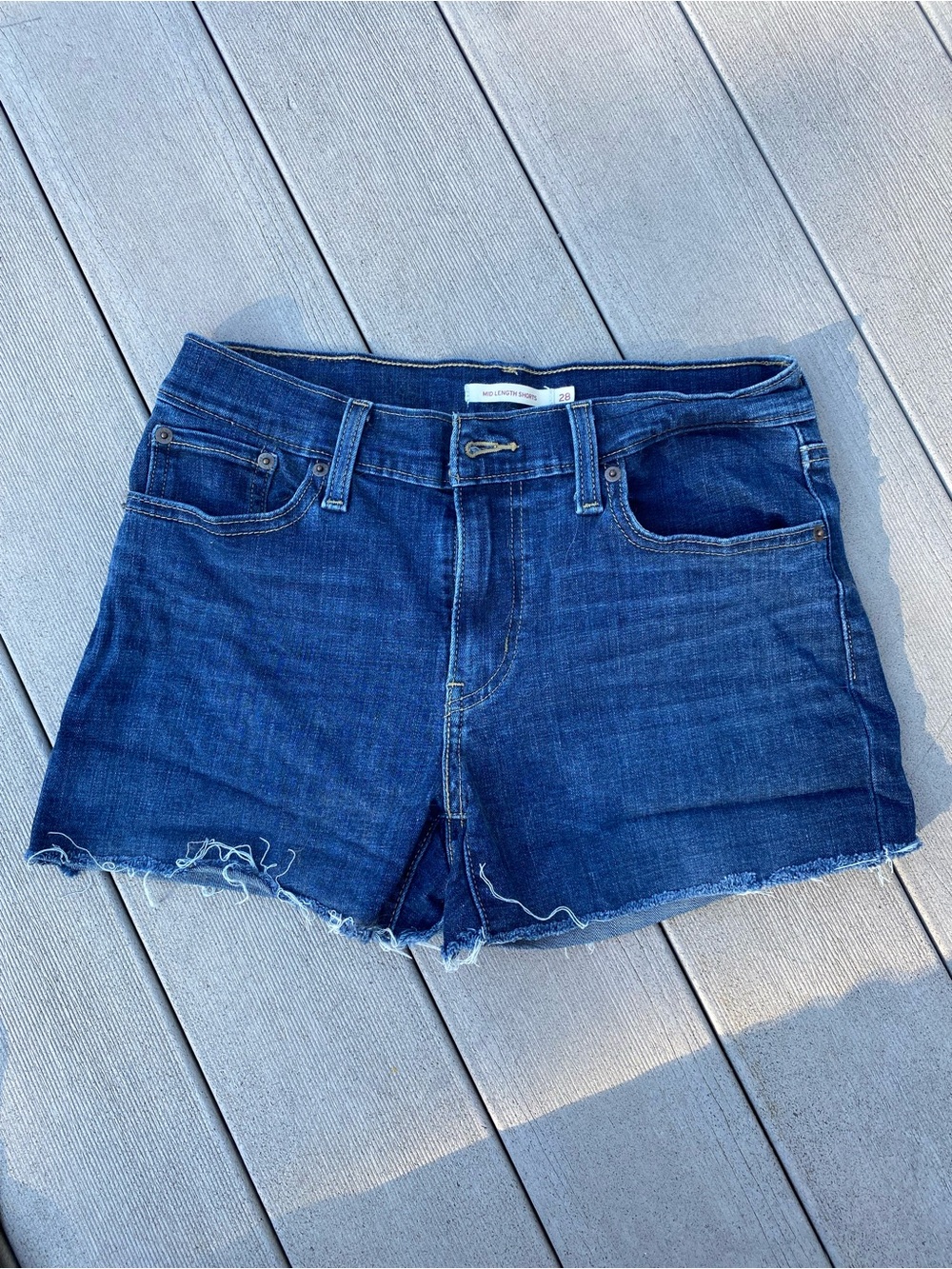 Levi's Dark Blue Raw Hem Denim Cutoff Shorts